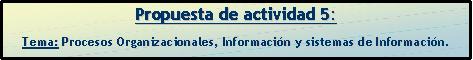 Propuesta 5:(PROCESOS ORGANIZACIONALES, INFORMACION Y SISTEMAS DE INFORMACION)