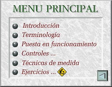 Osciloscopios Men&uacute; principal